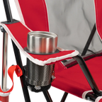 Premium All-Weather College Comfort Pro Rocker - Nebraska Cornhuskers - Choice 161 - Heavy-Duty Kickback Rocker with Beverage Holder Detail
