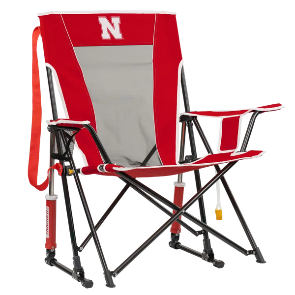 Premium All-Weather College Comfort Pro Rocker - Nebraska Cornhuskers - Choice 161 - Heavy-Duty Kickback Rocker with Beverage Holder - Default Title