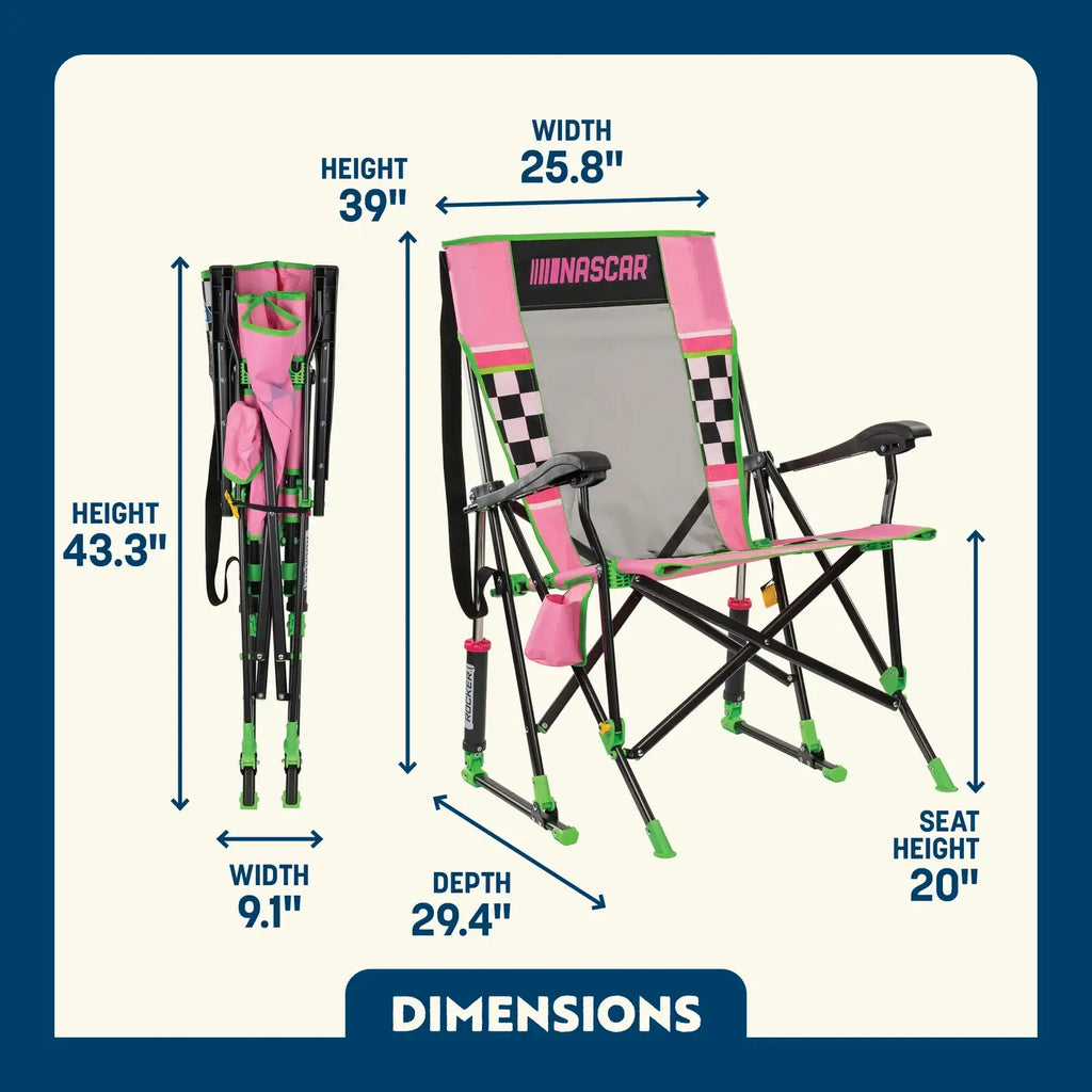 Patented Spring-Action RoadTrip Rocker - NASCAR For Her - Choice 560 - RoadTrip Rocker Smooth Motion Camp Chair Detail