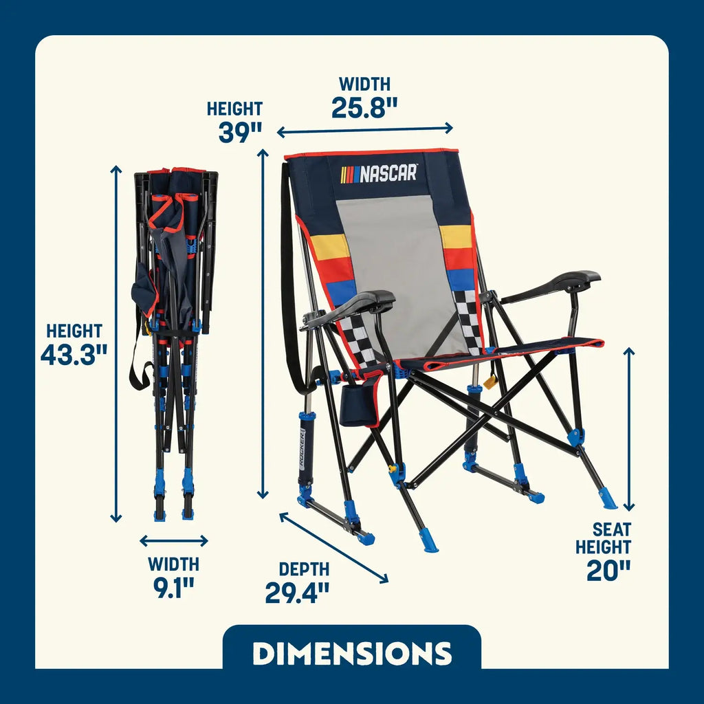 Heavy-Duty Freestyle RoadTrip Rocker - NASCAR For Him - Choice 453 - RoadTrip Rocker Smooth Motion Camp Chair Detail
