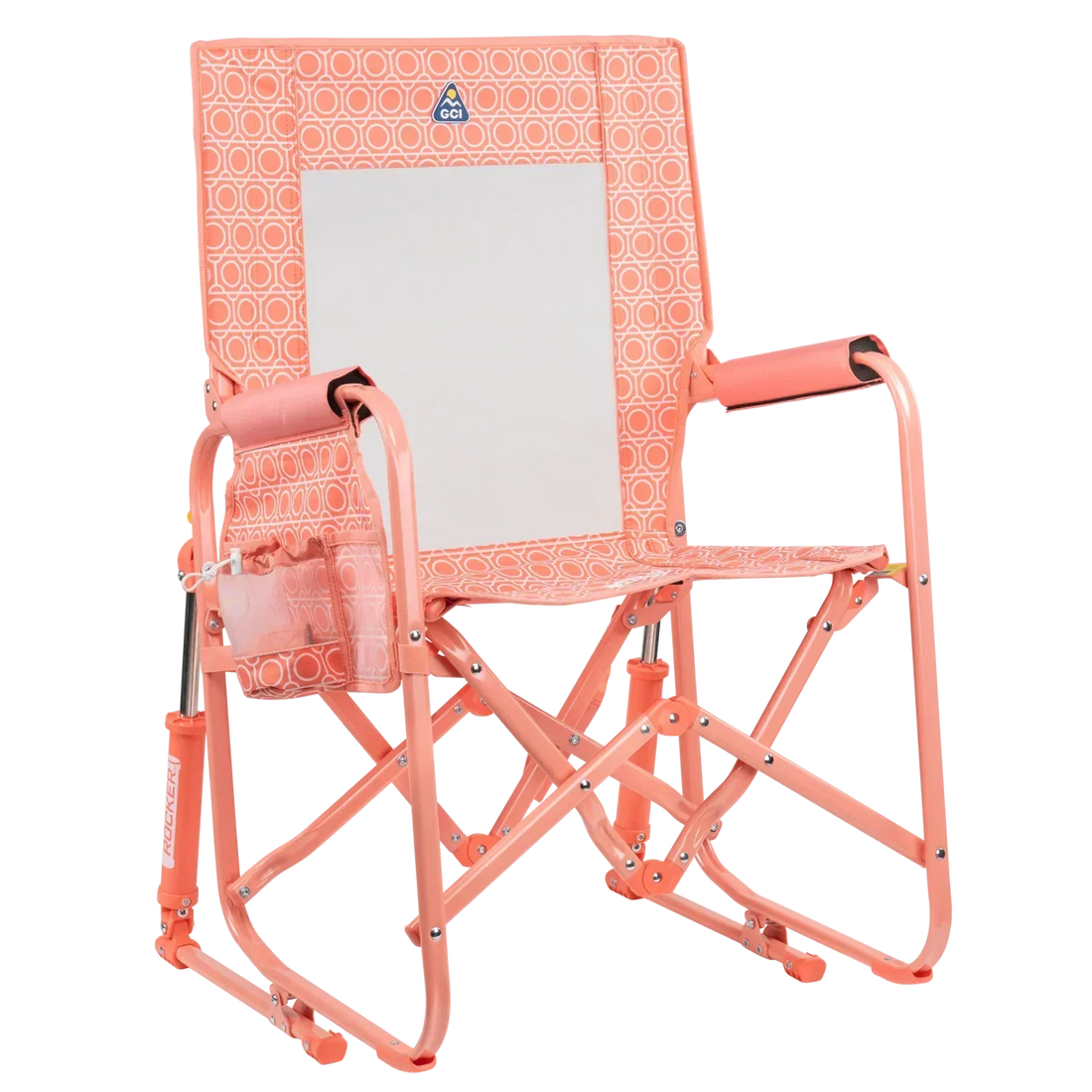 Luxury Camp Stowaway Rocker - Choice 794 - Freestyle Rocker Portable Outdoor Folding Chair - Coral Mosaic