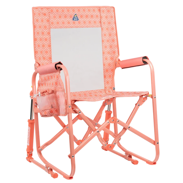 Luxury Camp Stowaway Rocker - Choice 794 - Freestyle Rocker Portable Outdoor Folding Chair - Coral Mosaic