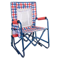 Premium All-Weather Stowaway Rocker with Storage Pouch - Choice 573 - Patented Spring-Action Rocking Chair for Camping - Patriotic Plaid