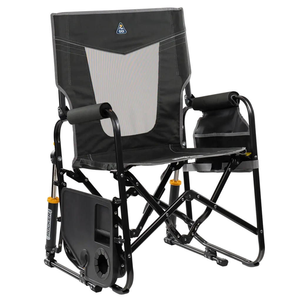 Patented Spring-Action Stowaway Rocker with Side Table - Choice 253 - Patented Spring-Action Rocking Chair for Camping Detail