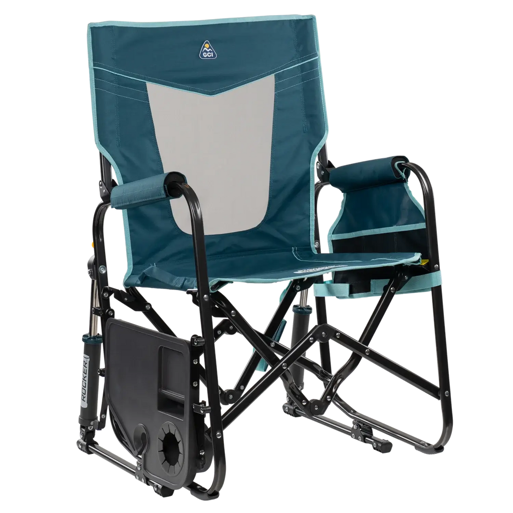 Patented Spring-Action Stowaway Rocker with Side Table - Choice 253 - Patented Spring-Action Rocking Chair for Camping Detail