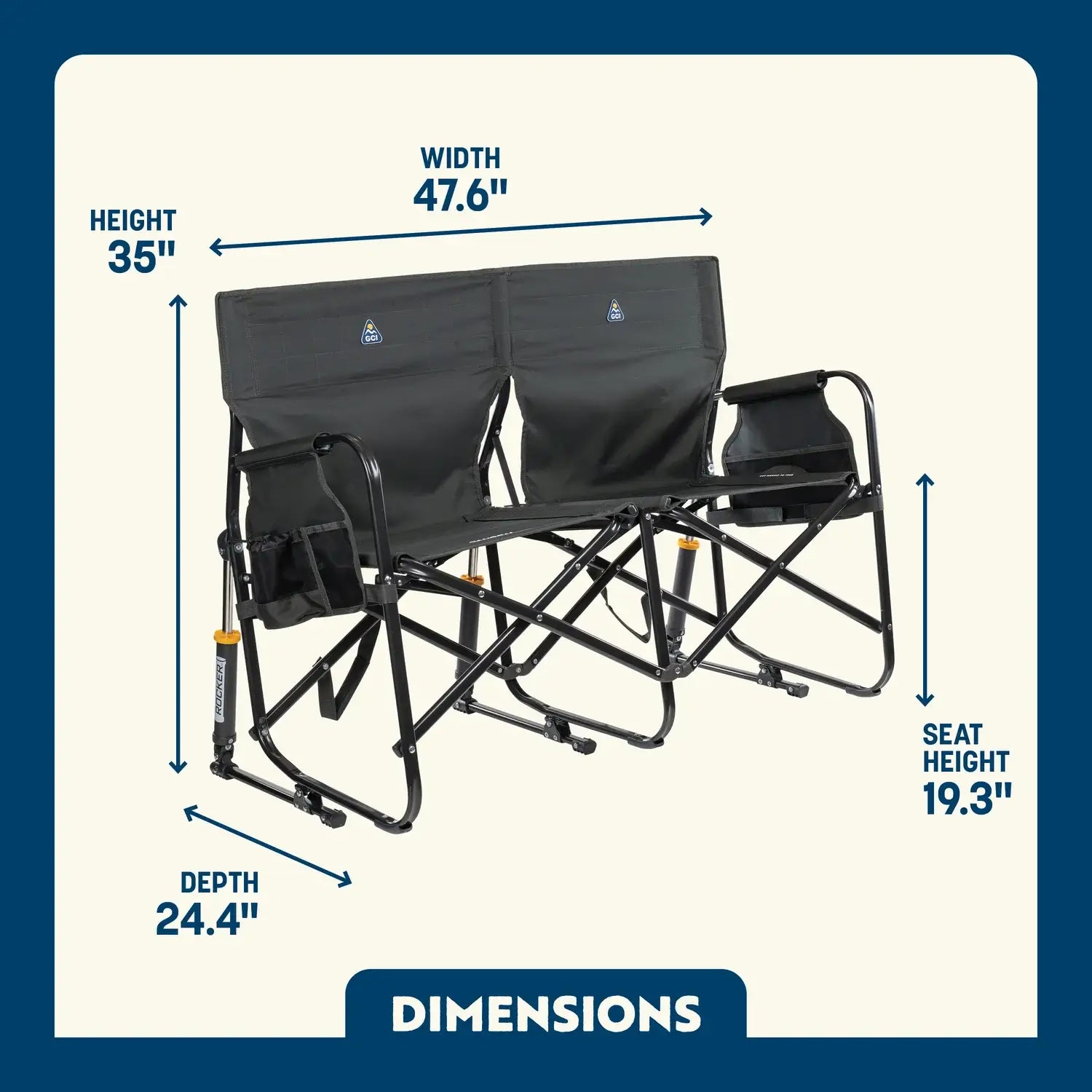 Smooth Motion Tandem Rocker - Choice 227 - Freestyle Rocker Portable Outdoor Folding Chair Detail